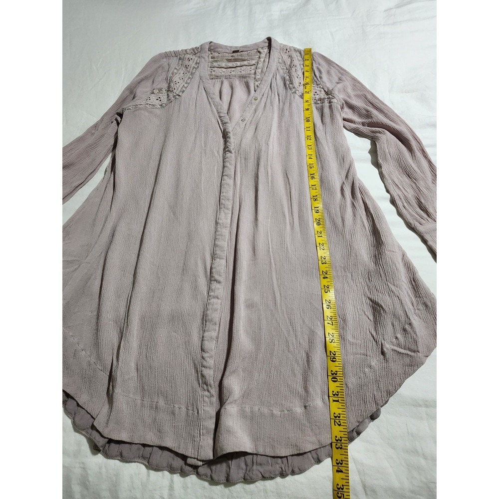FREE PEOPLE Courtney Victorian Shirt Dress Eyelet Lace High‎ Low Boho Size S - Picture 10 of 14